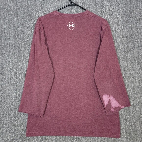 Under Armour T-Shirt Mens Large Maroon Wounded Warrior Project 3/4 Sleeve Loose - Picture 8 of 14